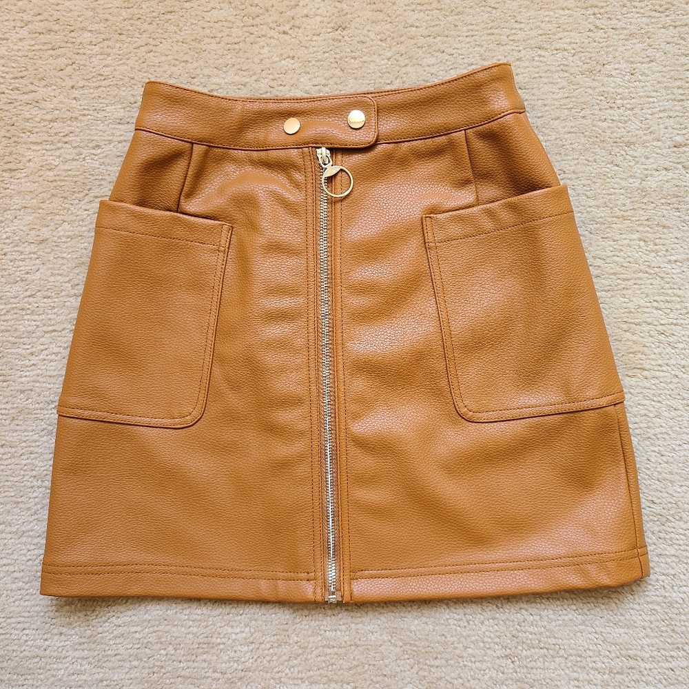 Faux Leather Skirt brown